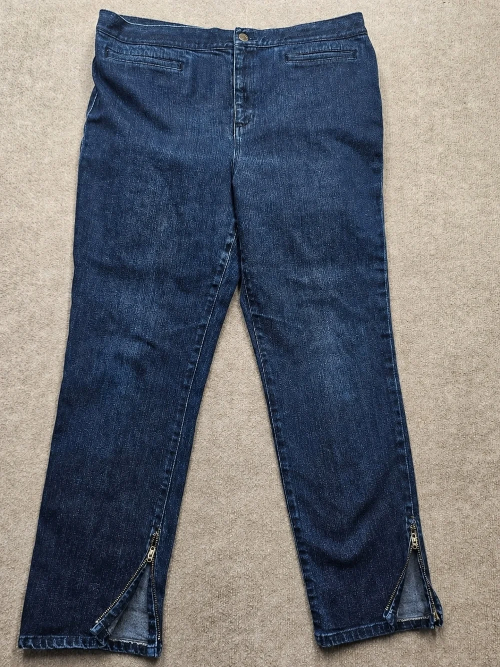 Lauren Ralph Lauren Y2K Dark Wash Ankle Zip Jeans Size 14 Mid Rise Stretch Denim